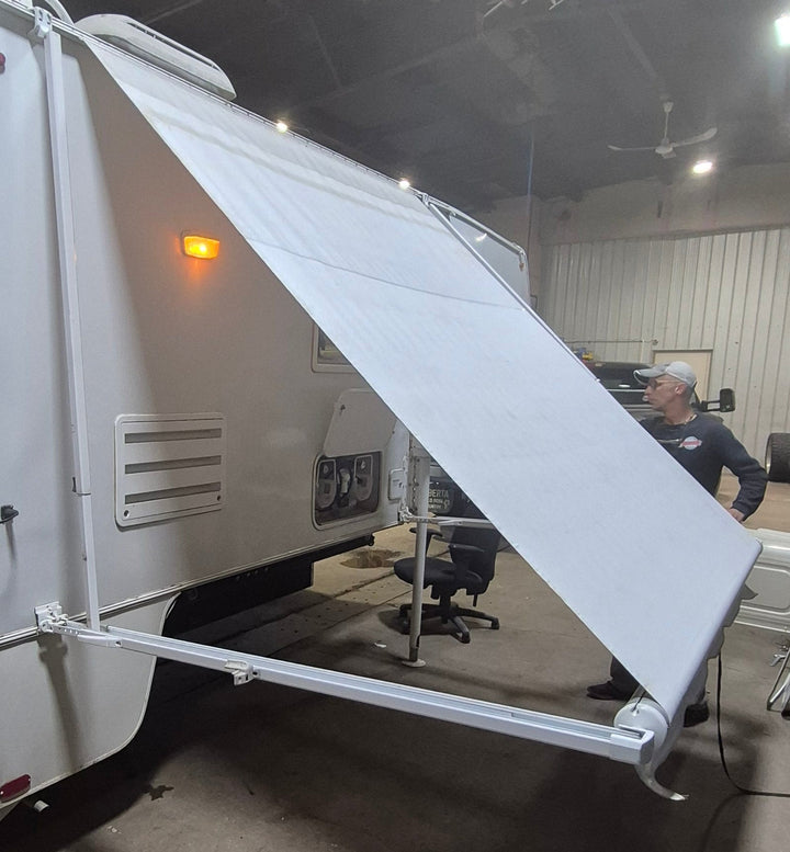 Used Carefree Complete Manual Truck Camper Awning 8' Used Canvas - Young Farts RV Parts