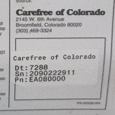 Used Carefree Complete Manual Truck Camper Awning 8' Used Canvas - Young Farts RV Parts