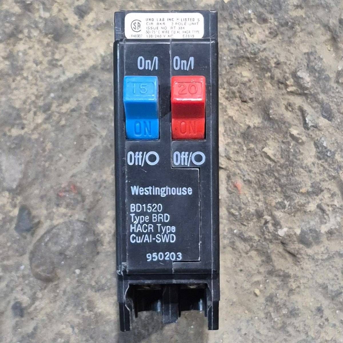 Used Circuit Breaker, Dual Pole 15/20 AMP - BD1520 - Young Farts RV Parts