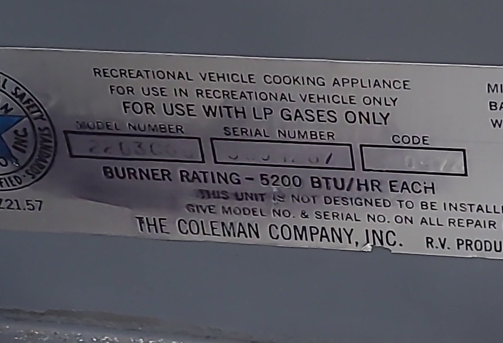 Used Coleman 2203C60 3 Burner RV Range / Cooktop - Young Farts RV Parts