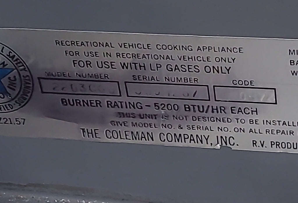 Used Coleman 2203C60 3 Burner RV Range / Cooktop - Young Farts RV Parts