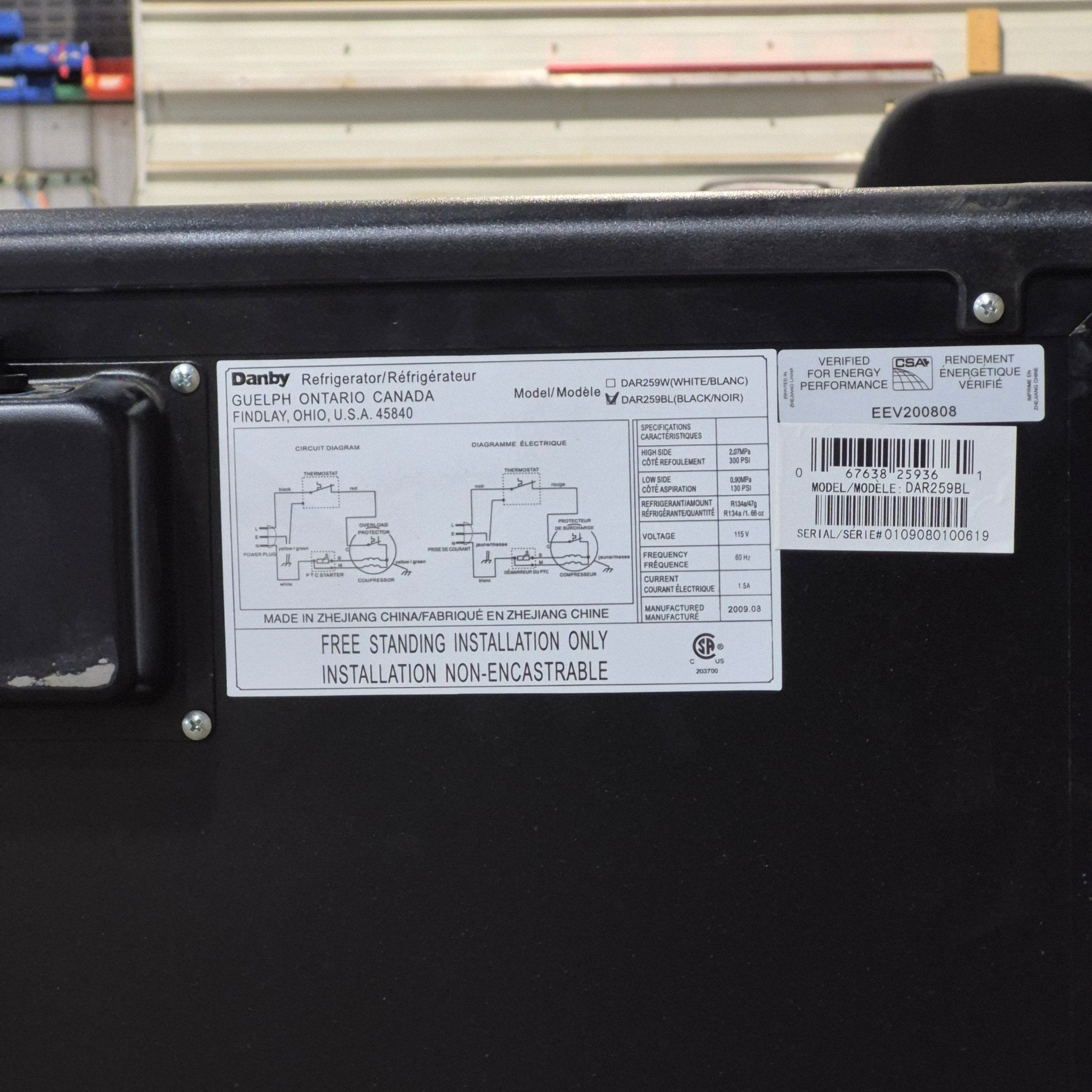 Used Complete Danby DAR259BL Compact Fridge - Young Farts RV Parts