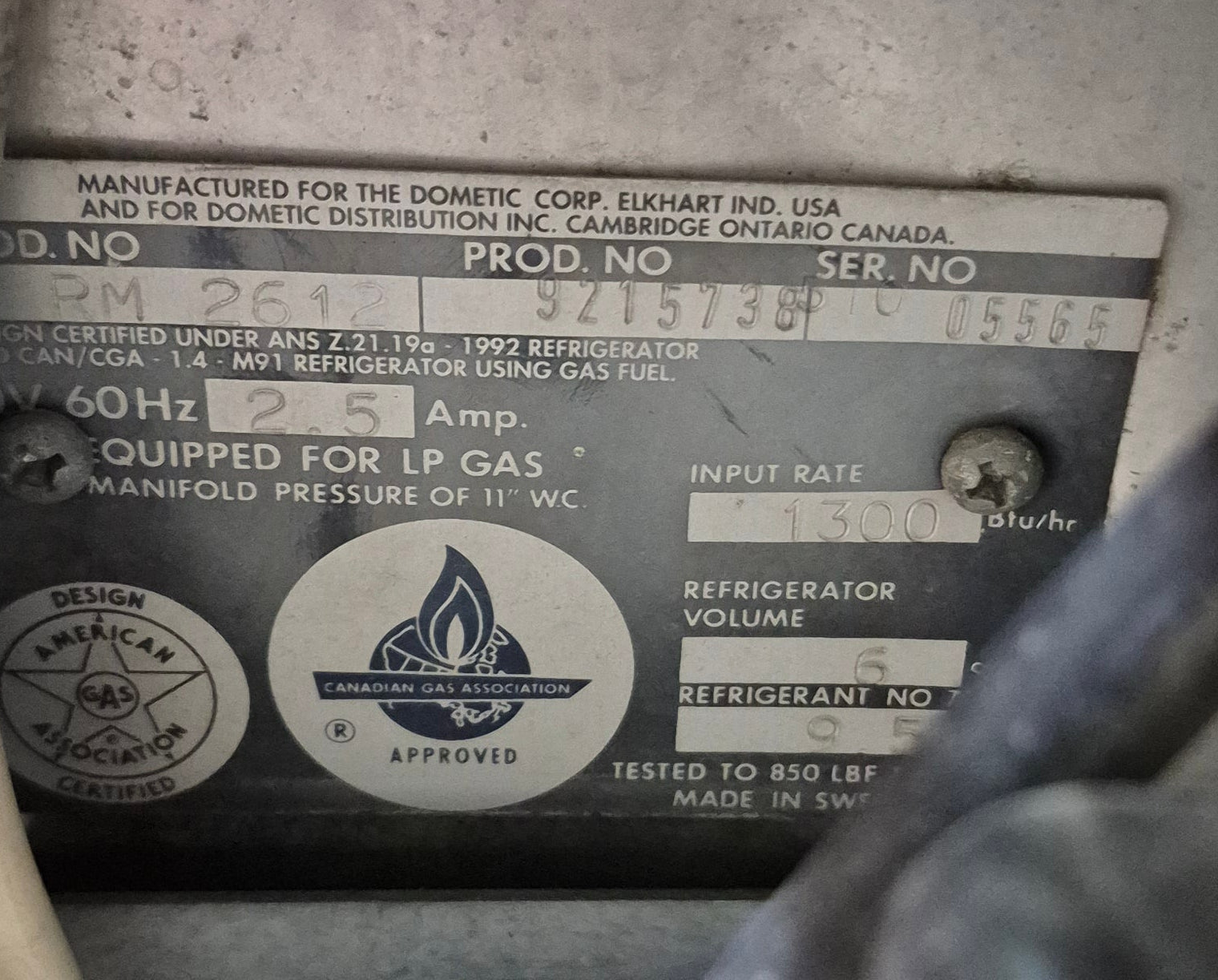 Used Complete Dometic Fridge, 2 - Way - RM2612 - Young Farts RV Parts