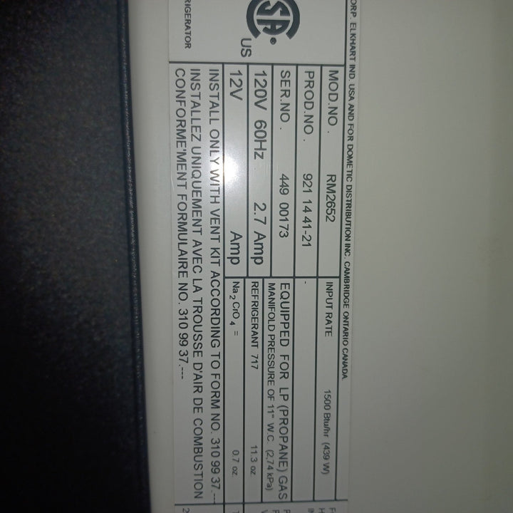 Used Complete Dometic Fridge, 2-Way - RM2652 - Young Farts RV Parts