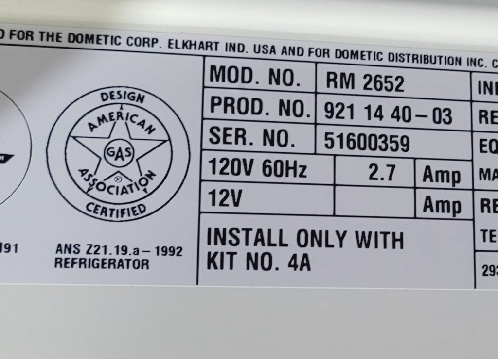 Used Complete Dometic RM2652 Fridge 2 - WAY - Young Farts RV Parts