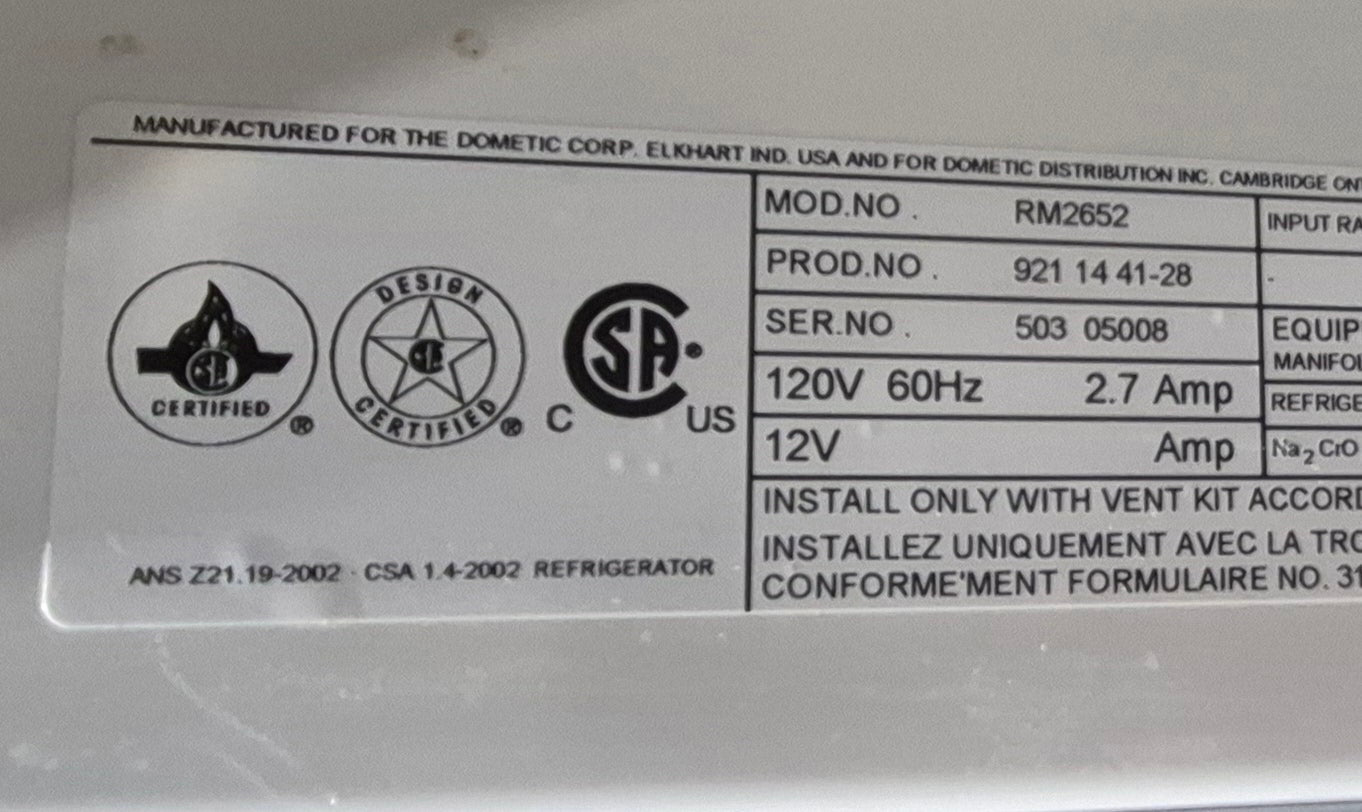 Used Complete Dometic RM2652 Fridge 2 - WAY - Young Farts RV Parts