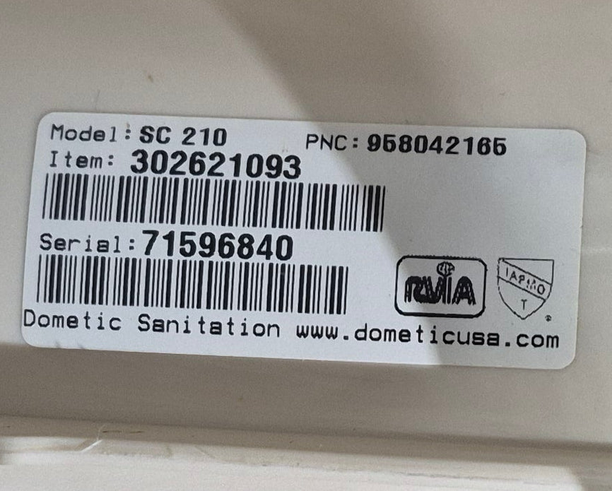 Used Complete Dometic Sealand Traveler Toilet, Foot Flush - 210 , SC210 - Young Farts RV Parts