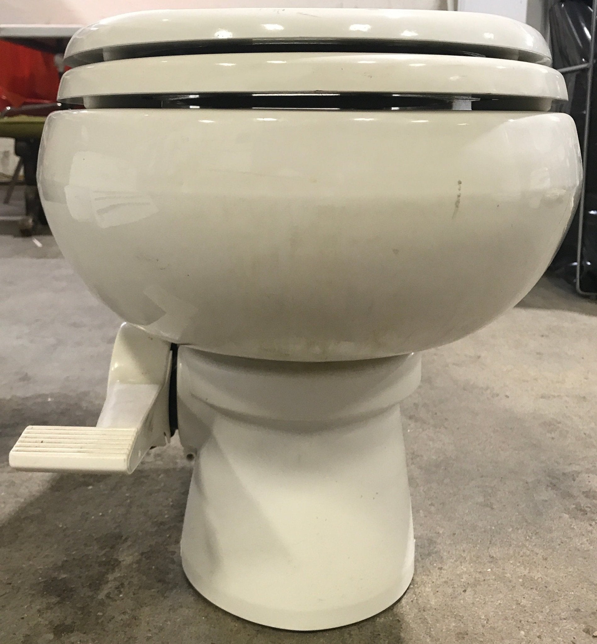 Used Complete Dometic Sealand Traveler Toilet, Foot Flush - 510+ - Young Farts RV Parts