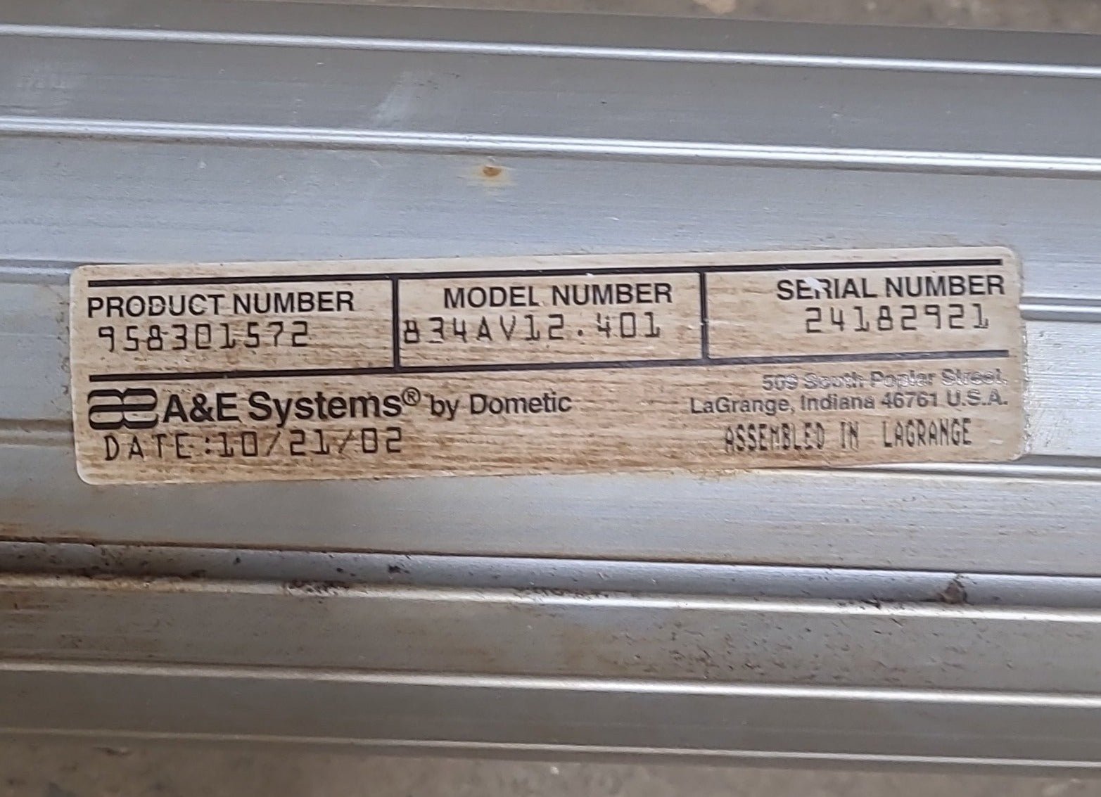 Used Complete Manual Awning A&E Dometic 12' NO canvas - Young Farts RV Parts