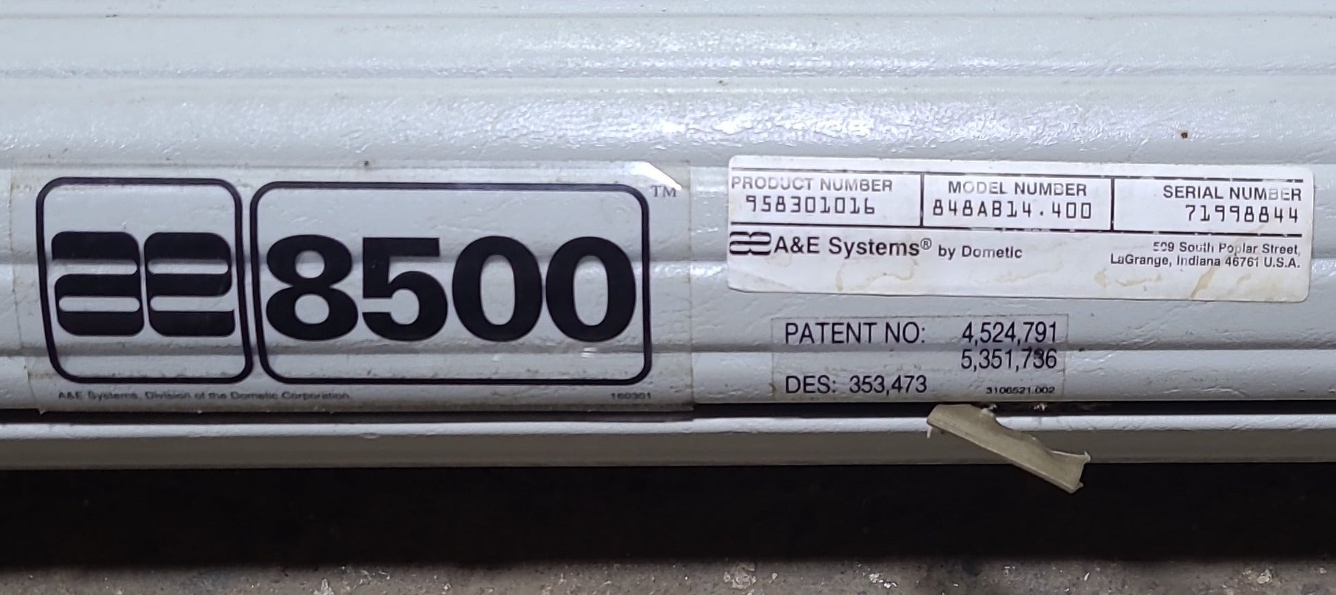 Used Complete Manual Awning Dometic / A&E 14' NO canvas - Young Farts RV Parts