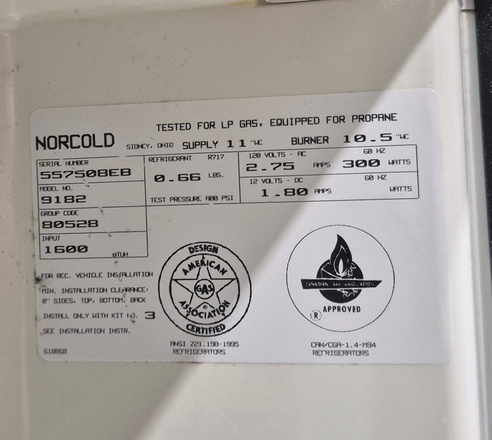 Used Complete Norcold 9182 Fridge 2 - WAY - Young Farts RV Parts