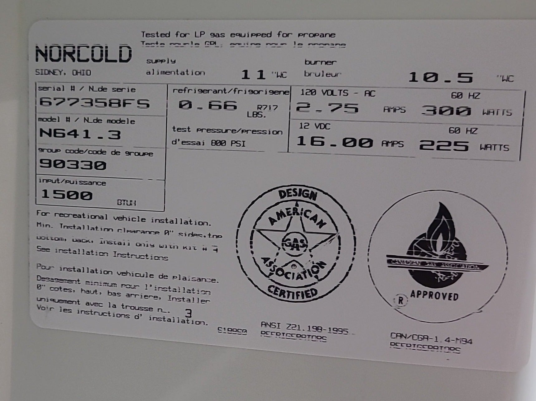 Used Complete Norcold N641.3R Fridge 3-way - Young Farts RV Parts