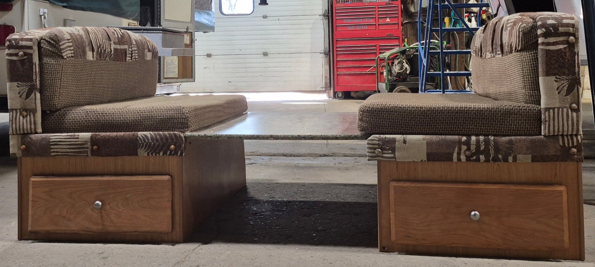 Used Complete RV Dinette Set - 40 3/8” D x 74 3/4" W x 33 3/8" H - Does not include table hardware - Young Farts RV Parts