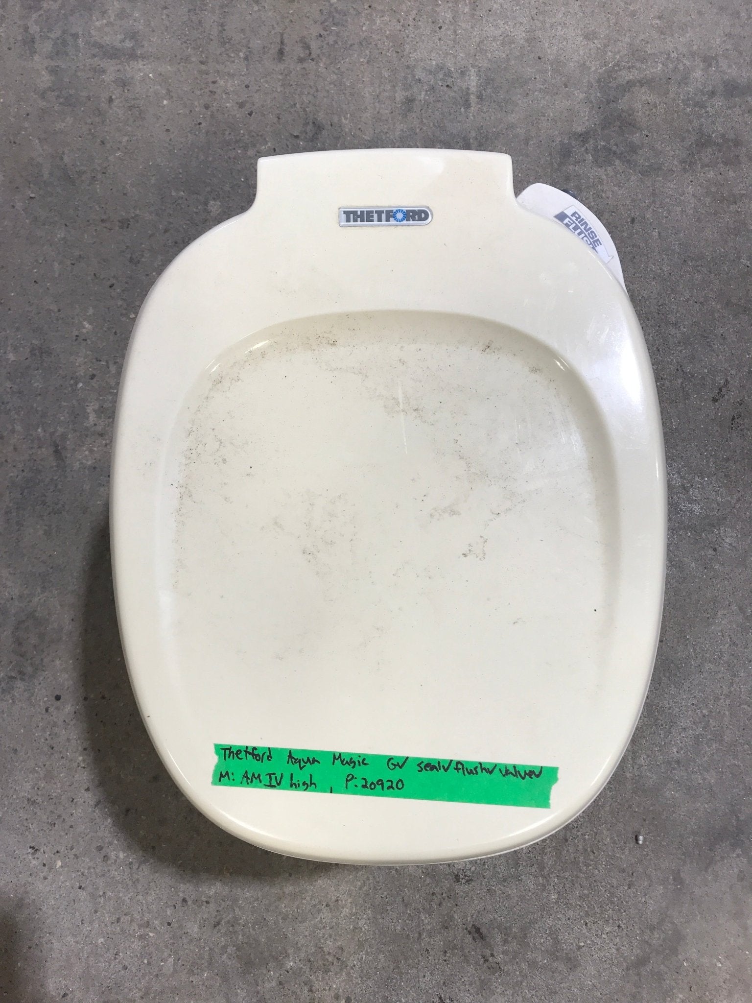 Used Complete Thetford 20920 AQUA MAGIC IV Toilet - Hand Flush, High Profile, Off - White - Young Farts RV Parts