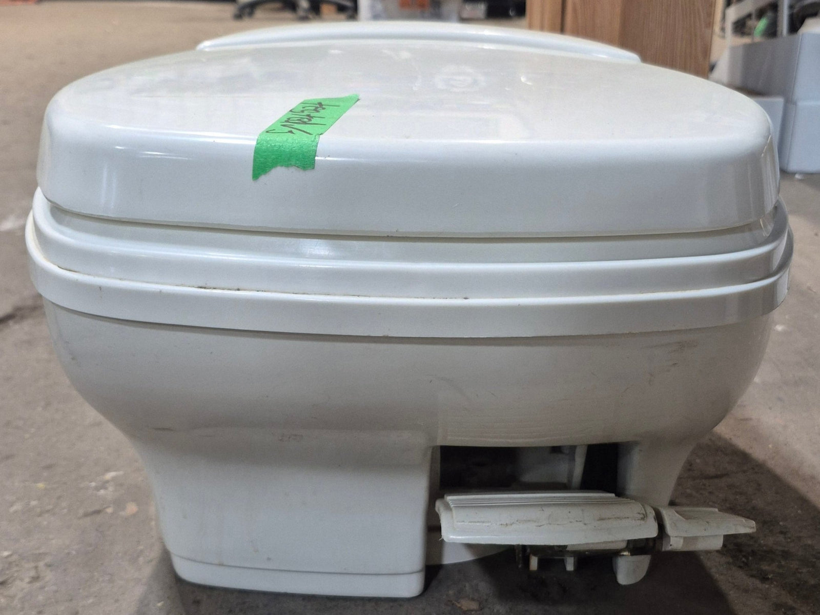 Used Complete Thetford Aqua - Magic StarLite Toilet 20900 - Foot Flush, Low Profile, Bone - Young Farts RV Parts