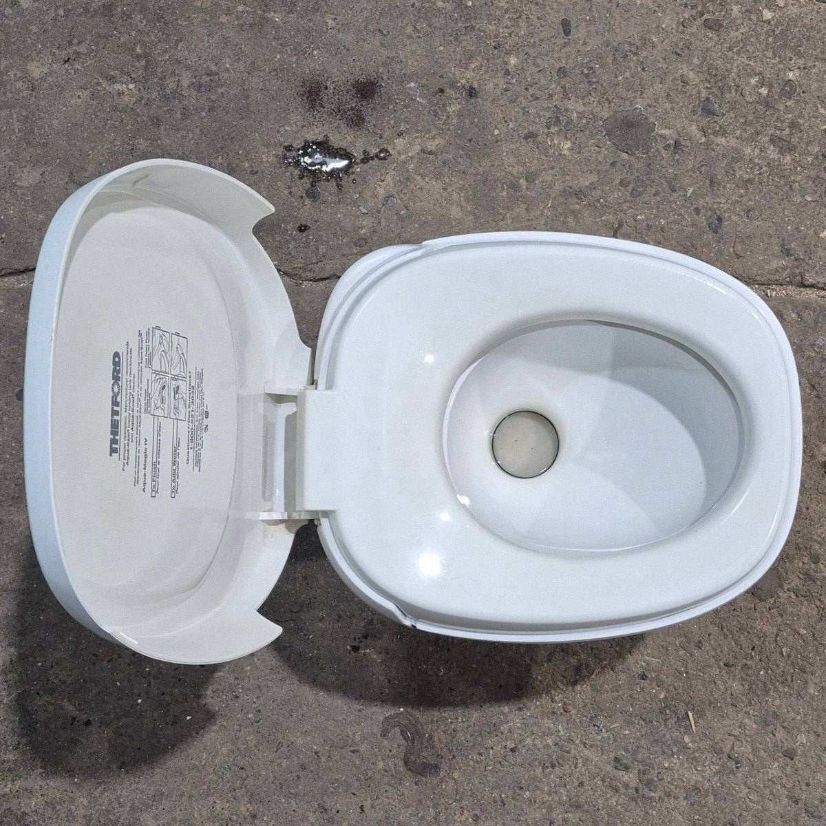 Used Complete Thetford Toilet, Foot Flush, High Profile, White - AQUA MAGIC IV , 24820 - Young Farts RV Parts