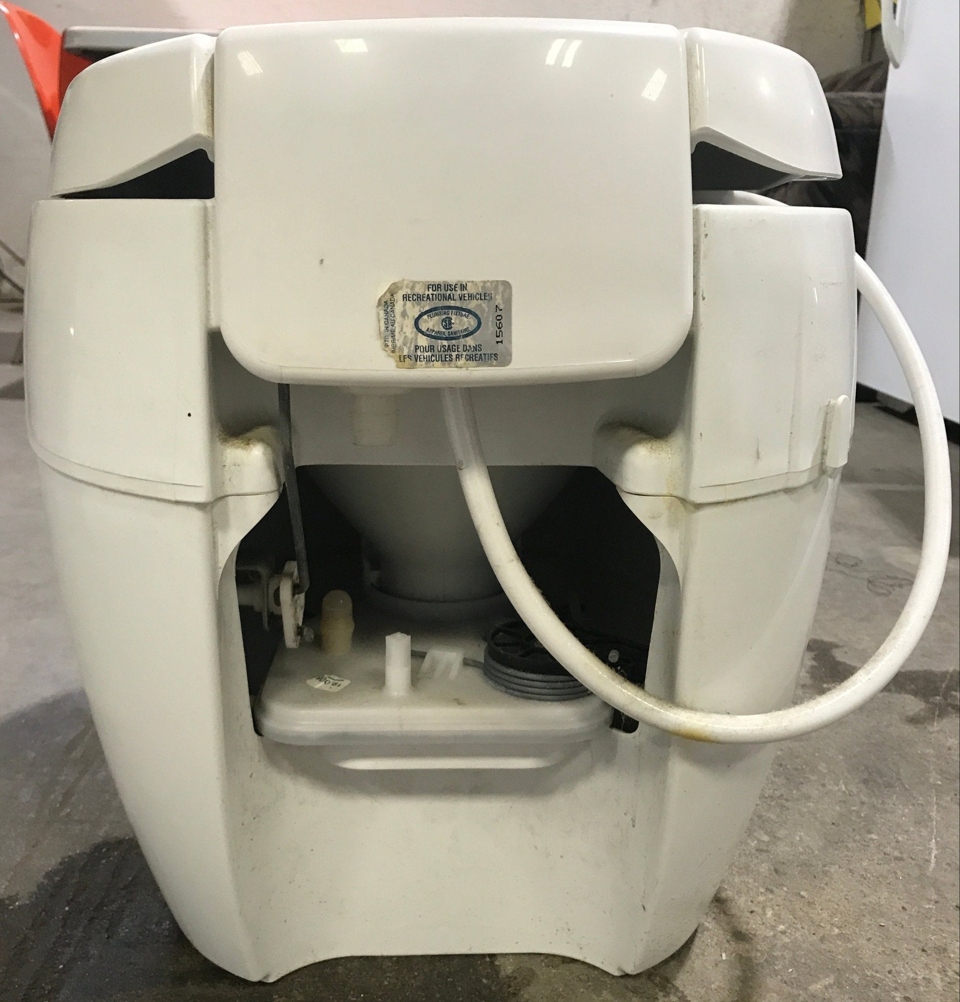 Used Complete Thetford Toilet, Foot Flush, High Profile, White - Bravura - Young Farts RV Parts