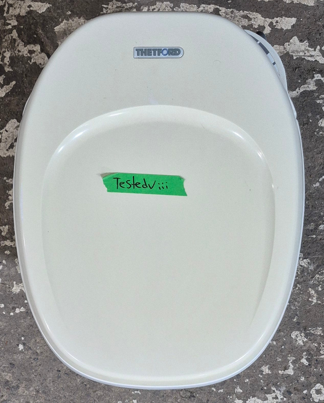 Used Complete Thetford Toilet, Hand Flush, High Profile, Off - White - AQUA MAGIC IV , 20920 - Young Farts RV Parts