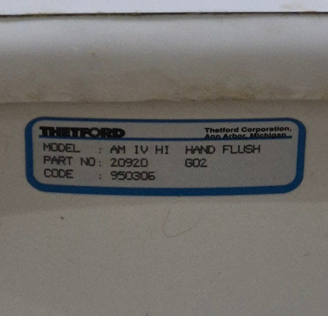 Used Complete Thetford Toilet, Hand Flush, High Profile, Off - White - AQUA MAGIC IV , 20920 - Young Farts RV Parts