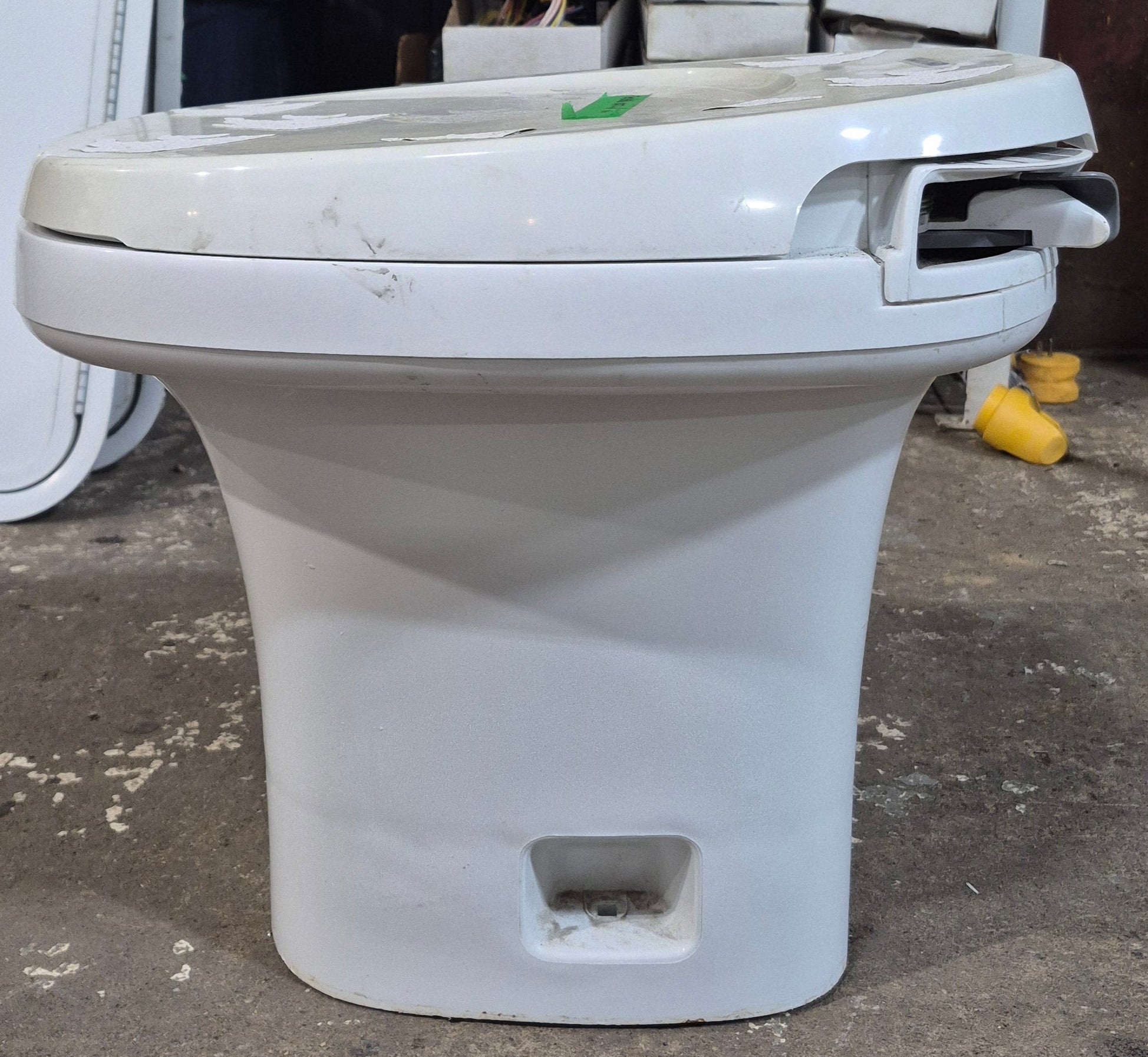 Used Complete Thetford Toilet, Hand Flush, High Profile, Off - White - AQUA MAGIC IV , 24920 - Young Farts RV Parts