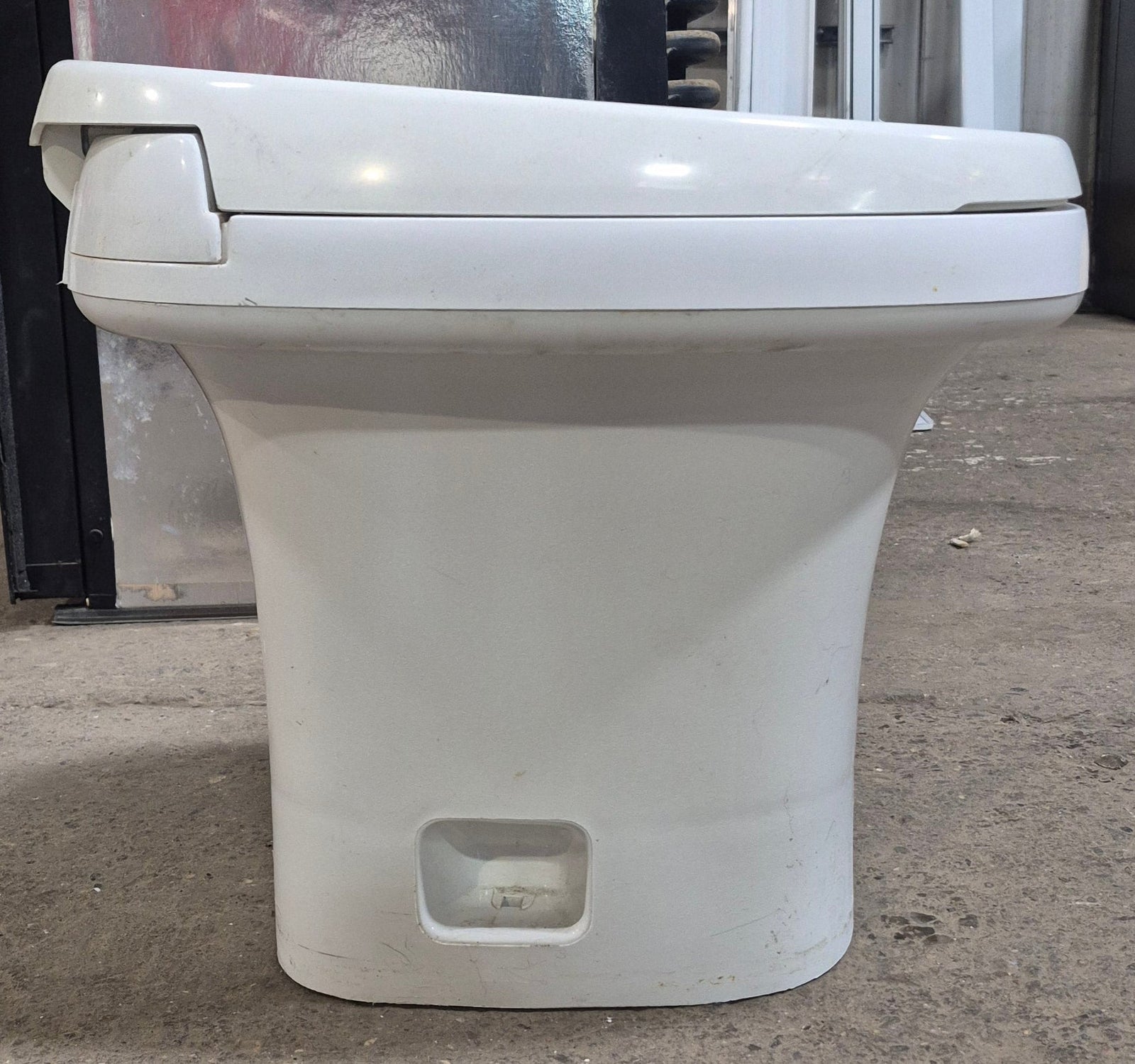 Used Complete Thetford Toilet, Hand Flush, High Profile, Off - White - AQUA MAGIC IV , 24920 - Young Farts RV Parts
