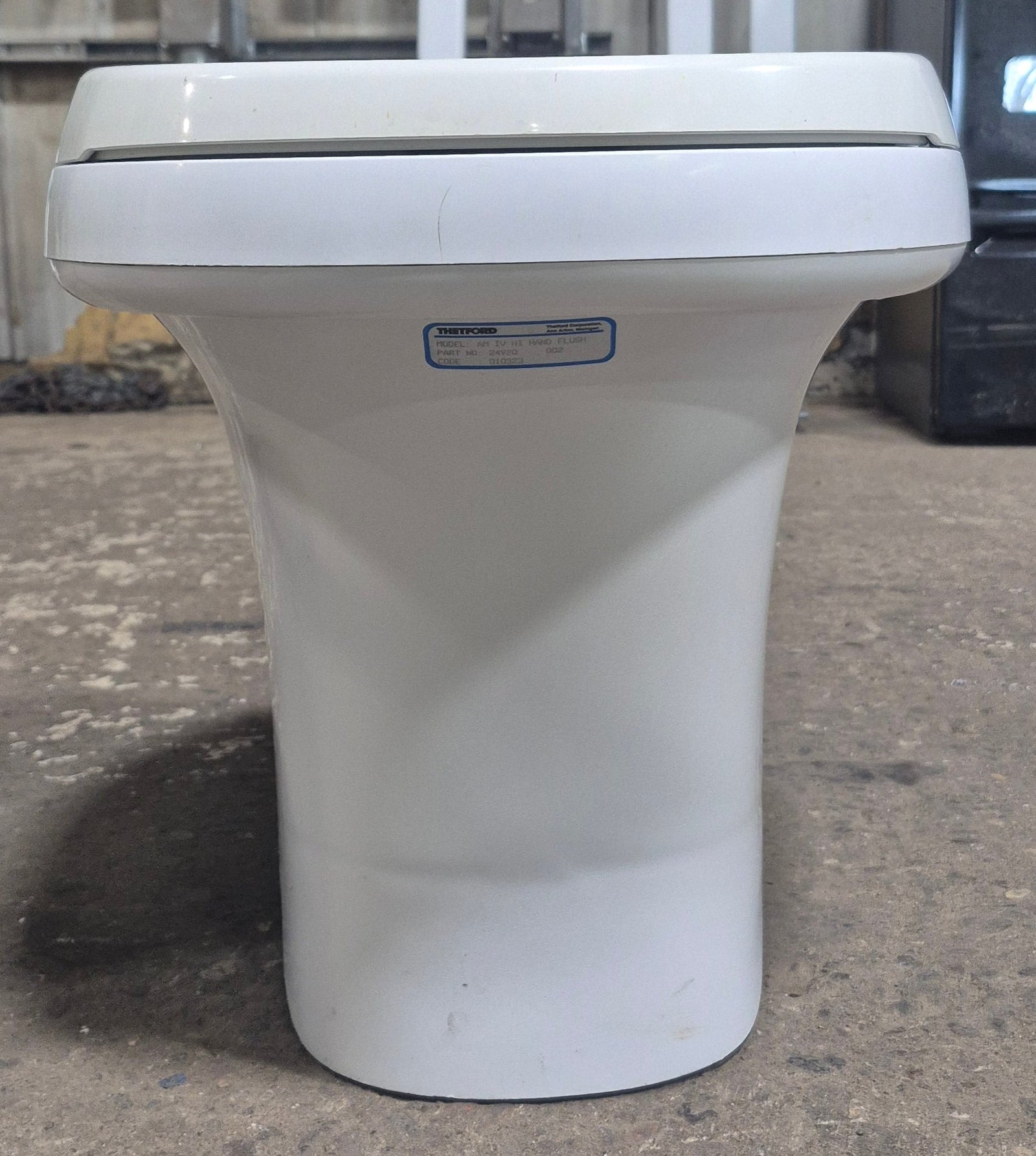 Used Complete Thetford Toilet, Hand Flush, High Profile, Off - White - AQUA MAGIC IV , 24920 - Young Farts RV Parts