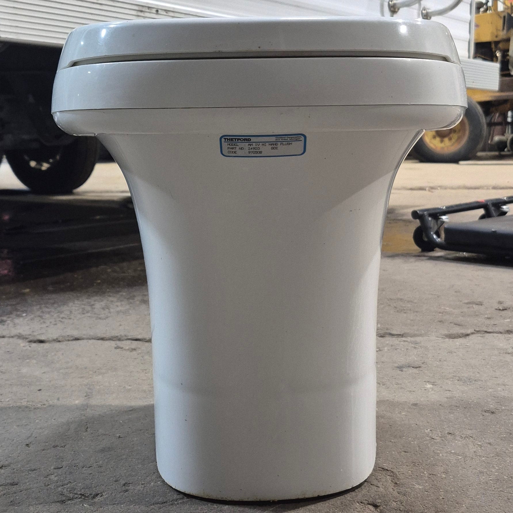 Used Complete Thetford Toilet, Hand Flush, High Profile, Off - White - AQUA MAGIC IV , 24920 - Young Farts RV Parts