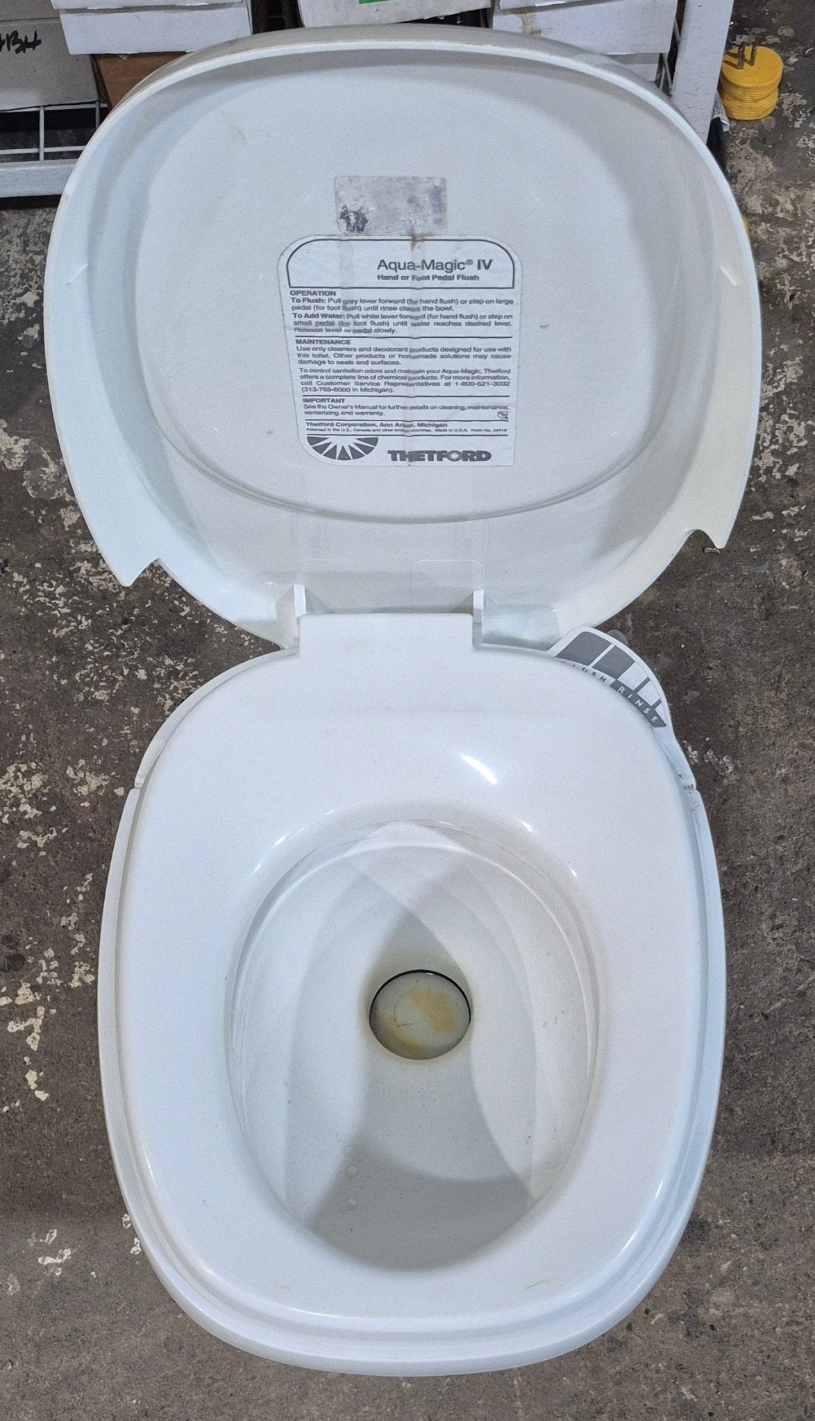Used Complete Thetford Toilet, Hand Flush, High Profile, Off - White - AQUA MAGIC IV , 24920 - Young Farts RV Parts
