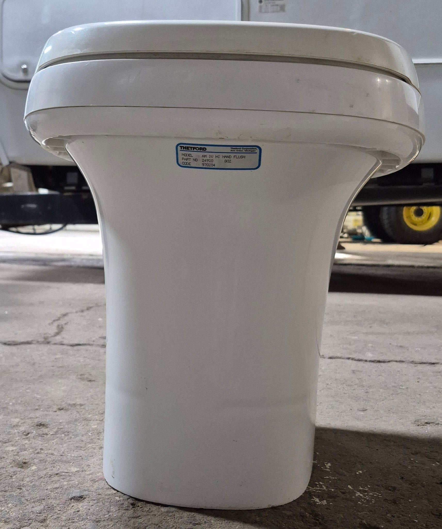 Used Complete Thetford Toilet, Hand Flush, High Profile, Off - White - AQUA MAGIC IV , 24920 - Young Farts RV Parts