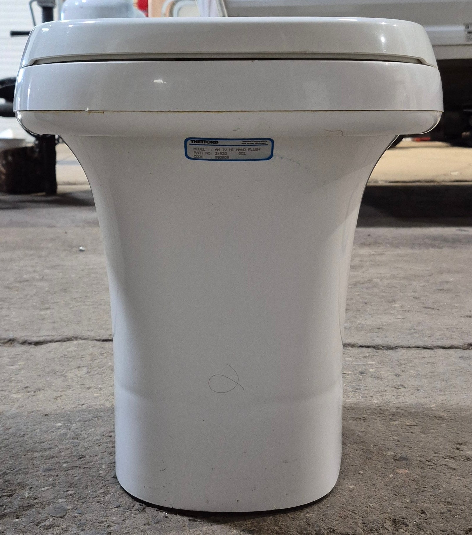 Used Complete Thetford Toilet, Hand Flush, High Profile, Off - White - AQUA MAGIC IV , 24920 - Young Farts RV Parts