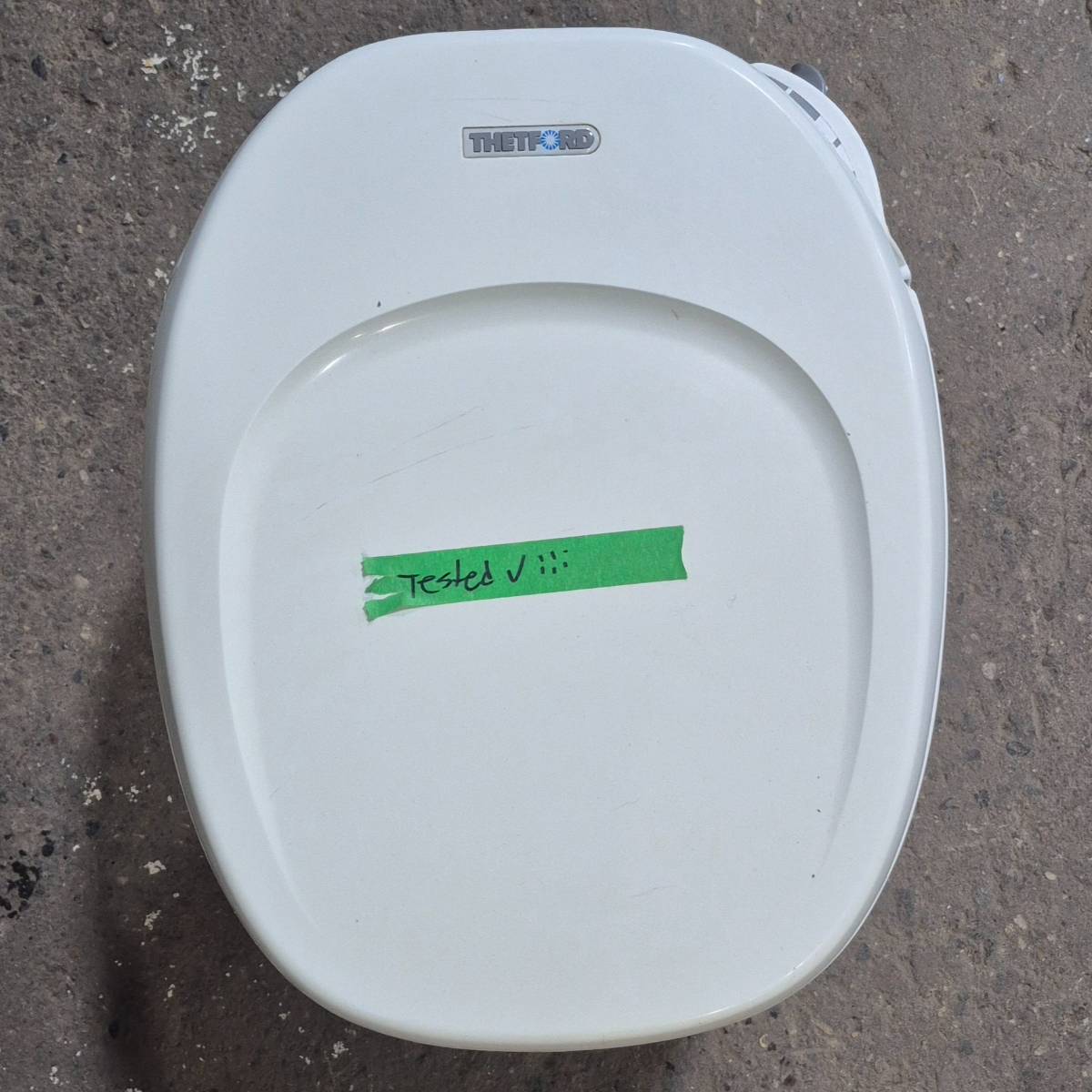 Used Complete Thetford Toilet, Hand Flush, High Profile, Off - White - AQUA MAGIC IV , 24920 - Young Farts RV Parts