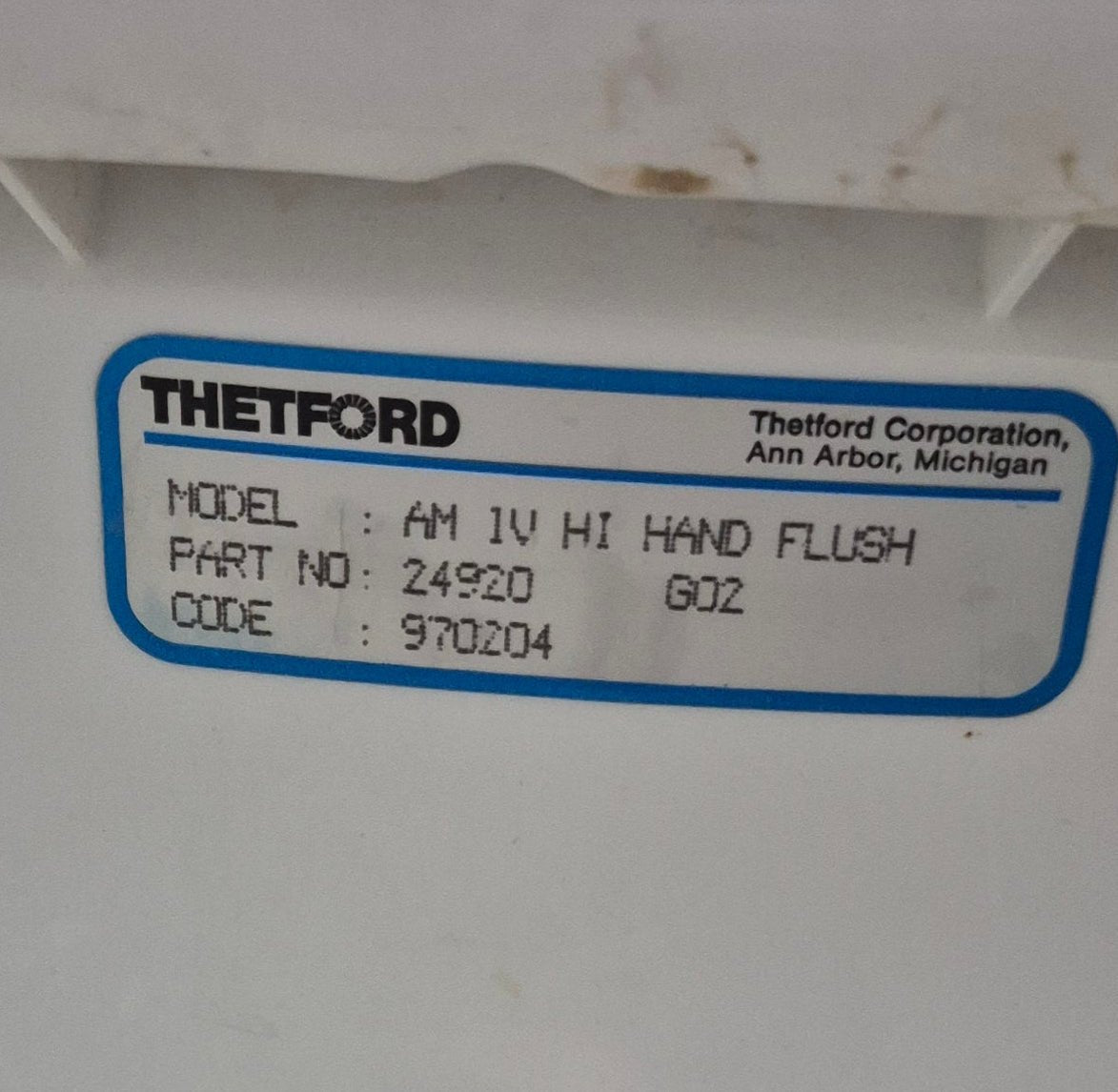 Used Complete Thetford Toilet, Hand Flush, High Profile, Off - White - AQUA MAGIC IV , 24920 - Young Farts RV Parts