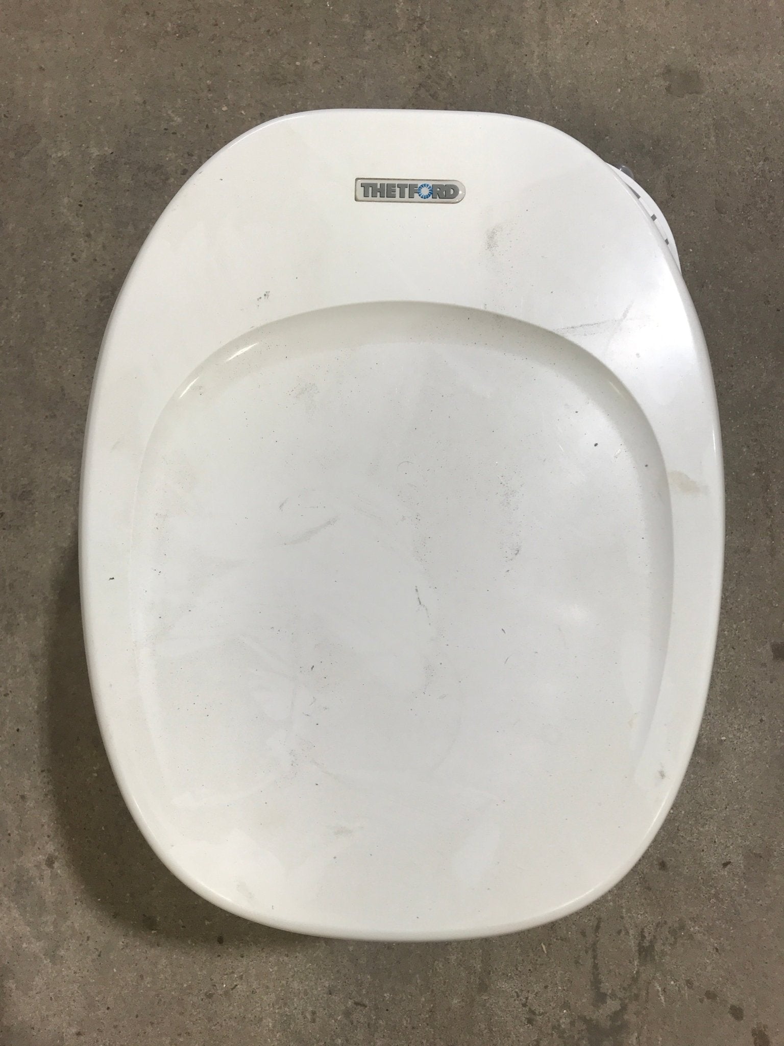 Used Complete Thetford Toilet, Hand Flush, High Profile, Off - White - AQUA MAGIC IV , 24920 - Young Farts RV Parts