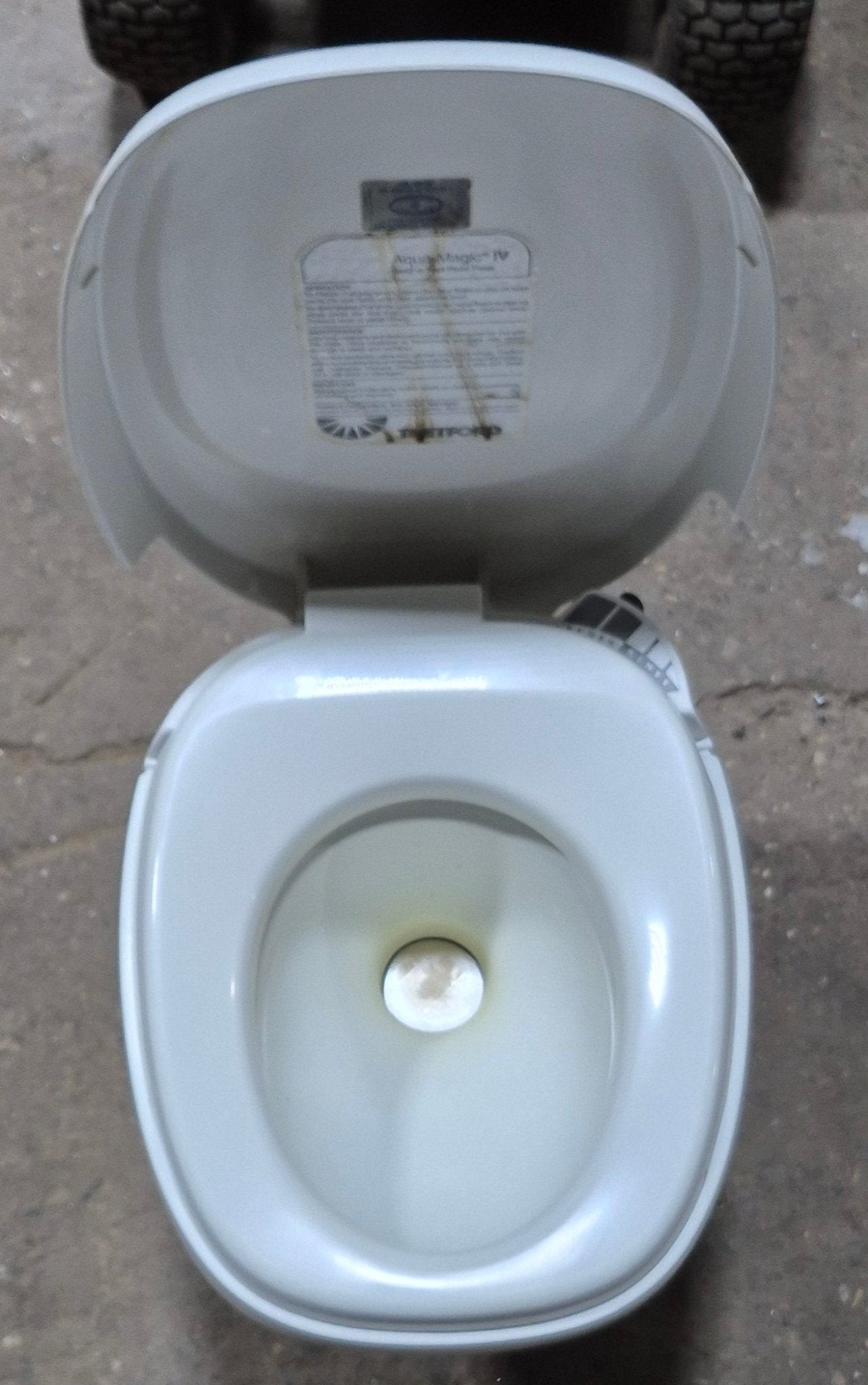 Used Complete Thetford Toilet, Hand Flush, High Profile, Off - White - AQUA MAGIC IV , 24920 - Young Farts RV Parts