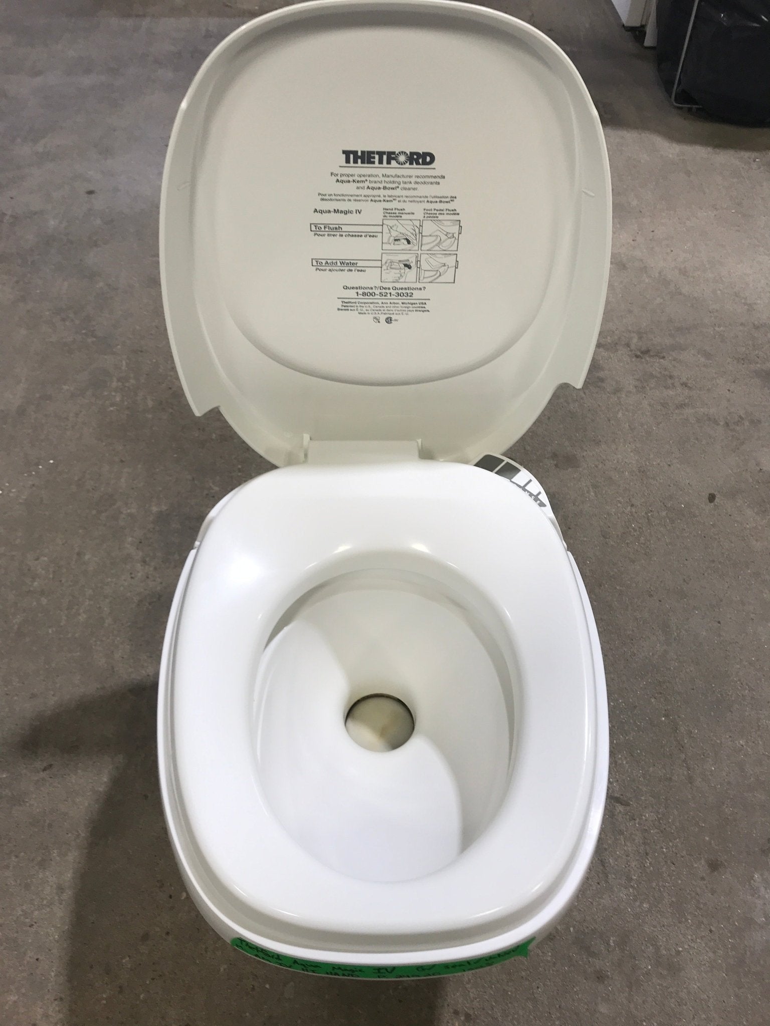 Used Complete Thetford Toilet, Hand Flush, High Profile, Off - White - AQUA MAGIC IV , 24920 - Young Farts RV Parts