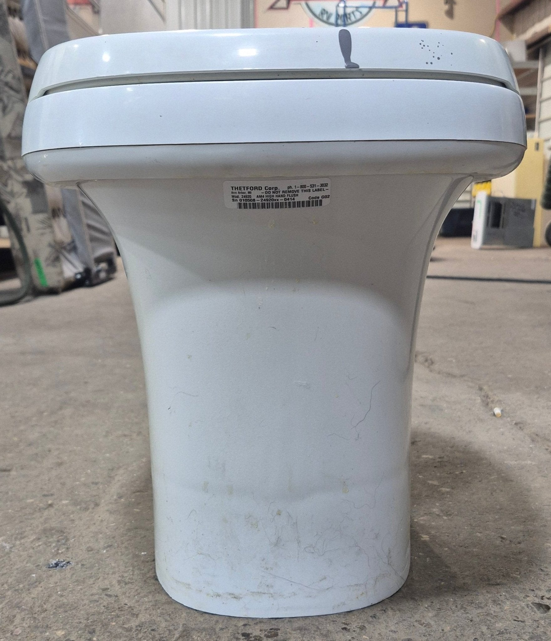 Used Complete Thetford Toilet, Hand Flush, High Profile, Off - White - AQUA MAGIC IV , 24920 - Young Farts RV Parts