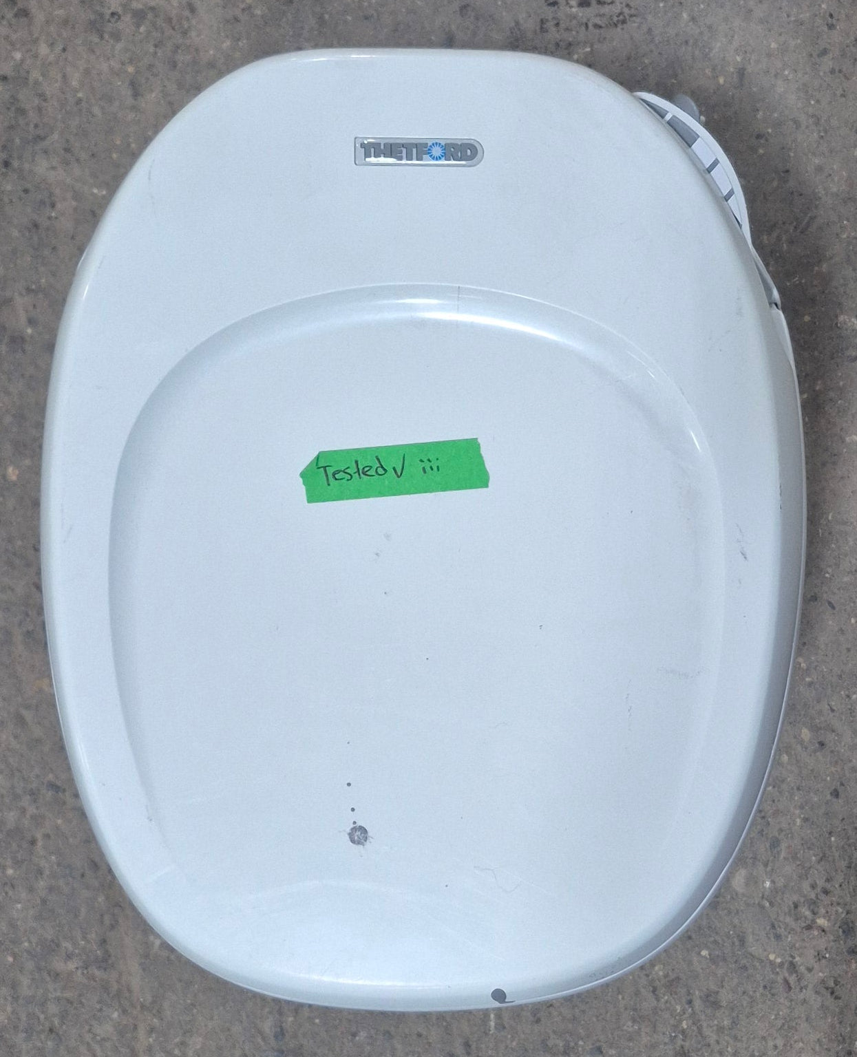 Used Complete Thetford Toilet, Hand Flush, High Profile, Off - White - AQUA MAGIC IV , 24920 - Young Farts RV Parts