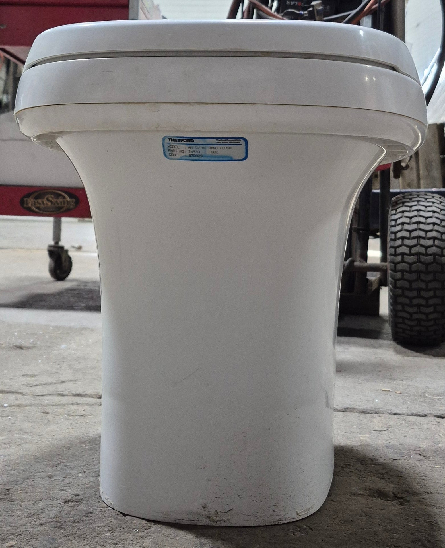 Used Complete Thetford Toilet, Hand Flush, High Profile, Off - White - AQUA MAGIC IV , 24920 - Young Farts RV Parts