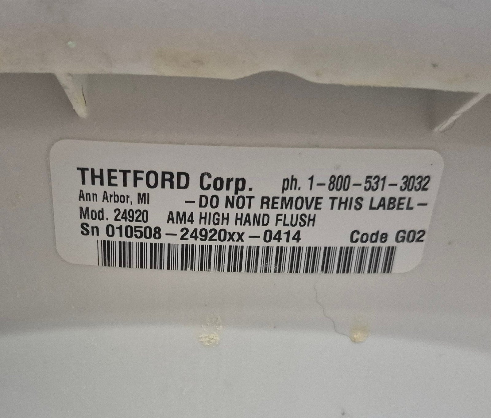 Used Complete Thetford Toilet, Hand Flush, High Profile, Off - White - AQUA MAGIC IV , 24920 - Young Farts RV Parts