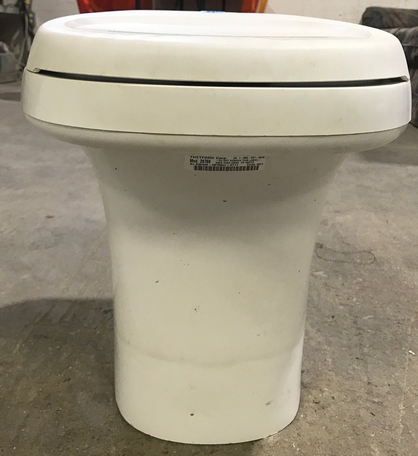 Used Complete Thetford Toilet, Hand Flush, High Profile, Off - White - AQUA MAGIC IV , 28769 - Young Farts RV Parts