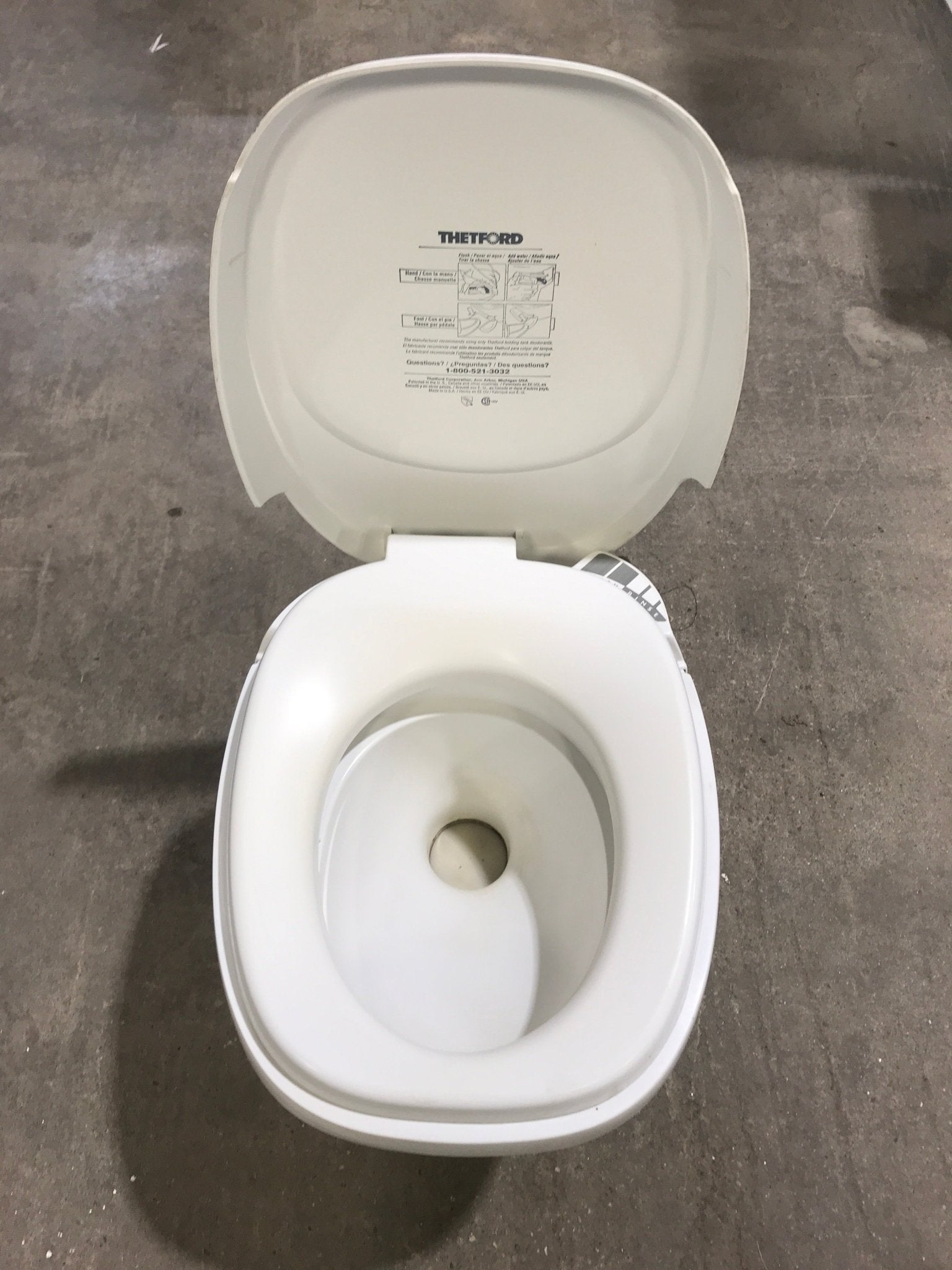 Used Complete Thetford Toilet, Hand Flush, High Profile, Off - White - AQUA MAGIC IV , 28769 - Young Farts RV Parts