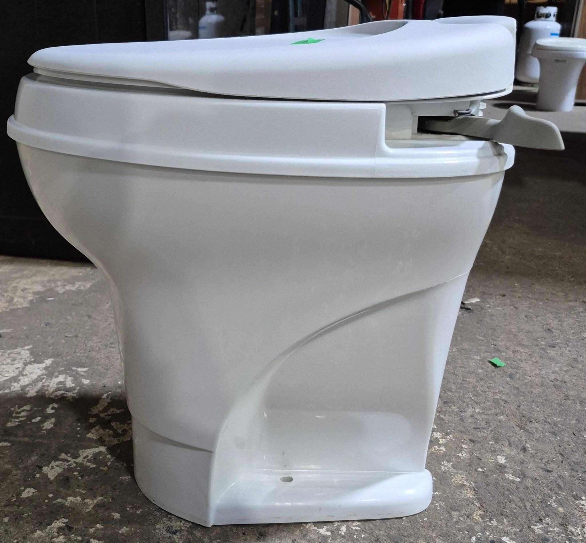 Used Complete Thetford Toilet, Hand Flush, High Profile, Off - White - AQUA MAGIC V , 31648 - Young Farts RV Parts