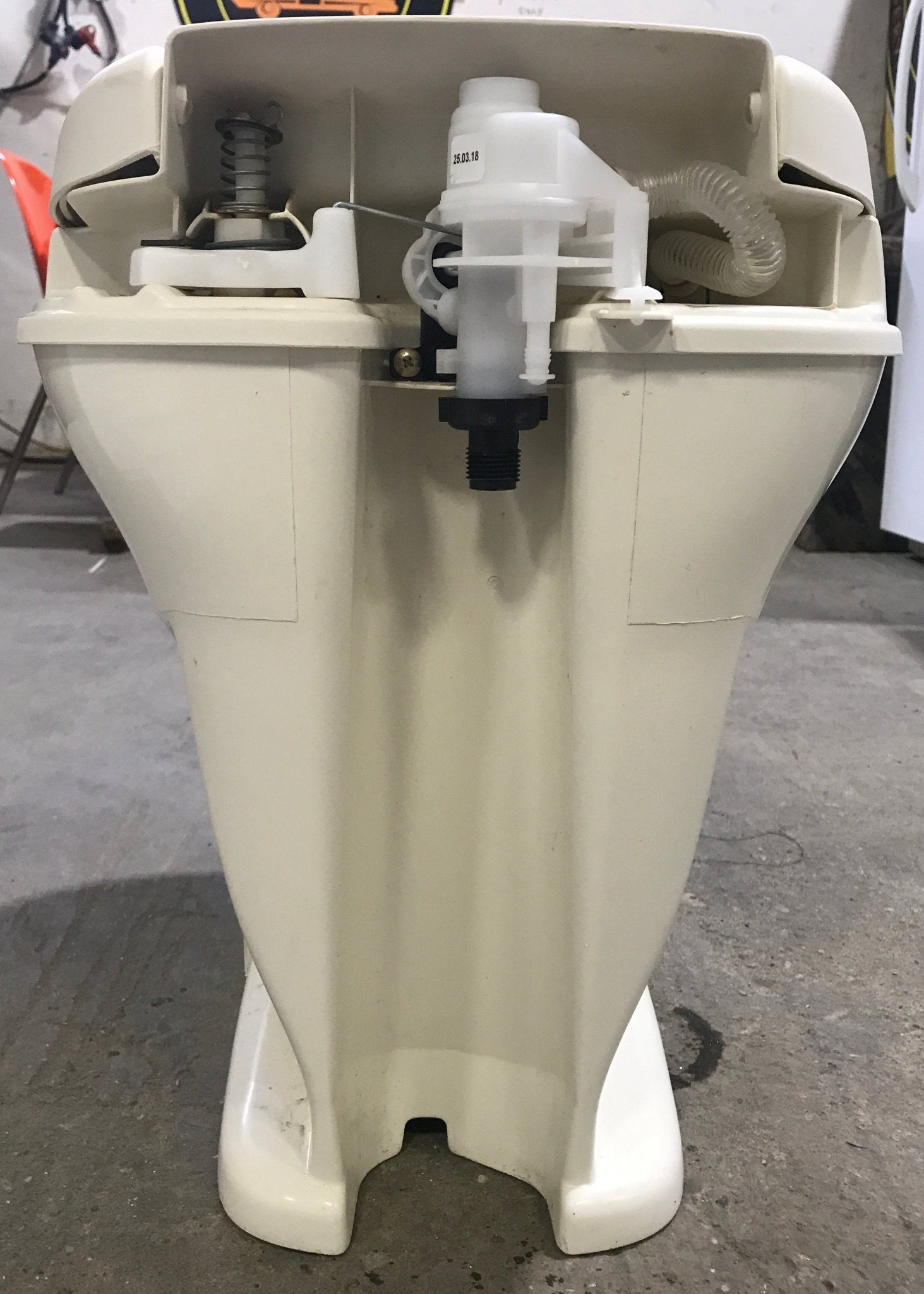 Used Complete Thetford Toilet , High Profile, Foot Flush, Parchment - Aqua - Magic V , 31653 - Young Farts RV Parts