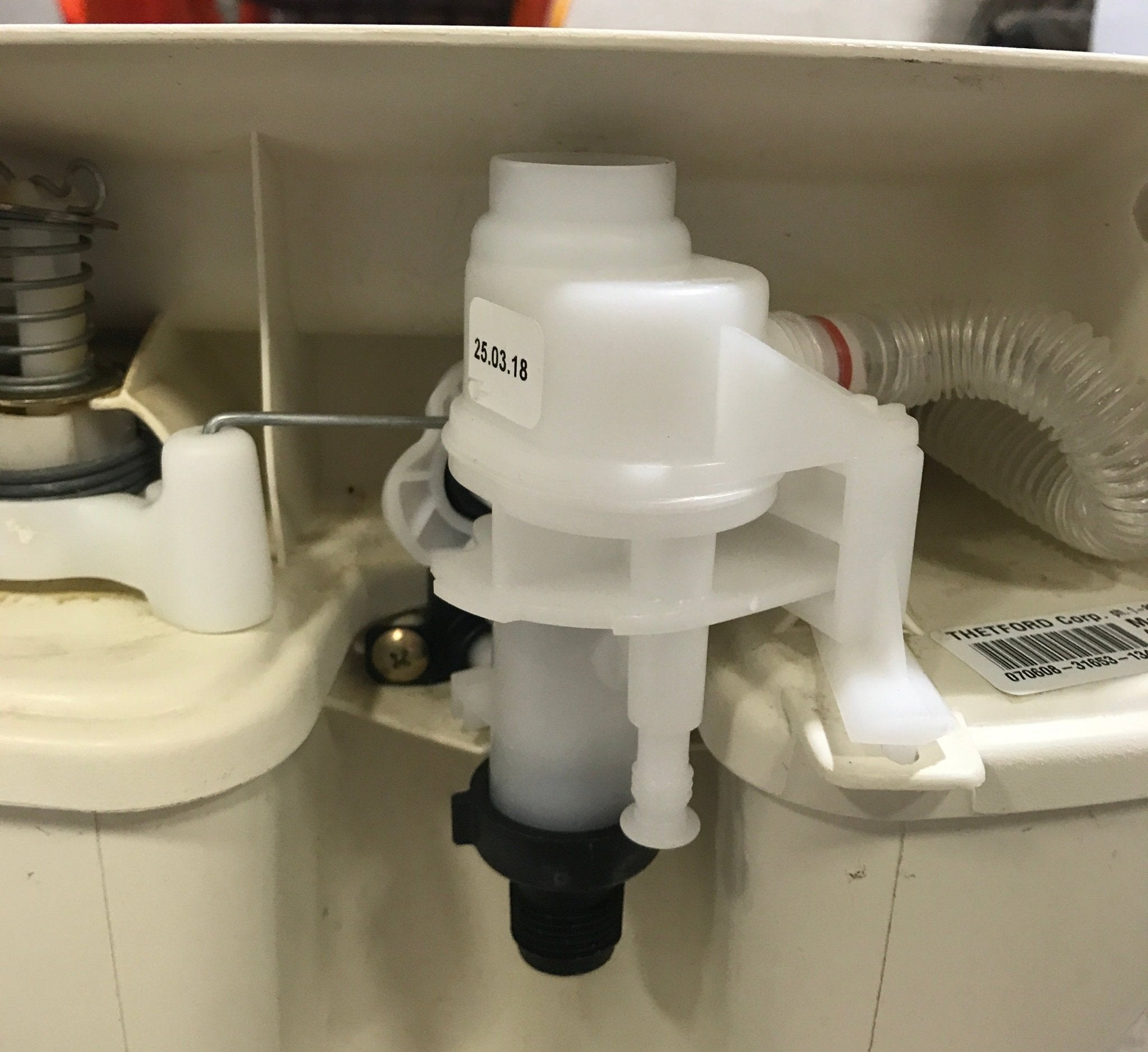 Used Complete Thetford Toilet , High Profile, Foot Flush, Parchment - Aqua - Magic V , 31653 - Young Farts RV Parts