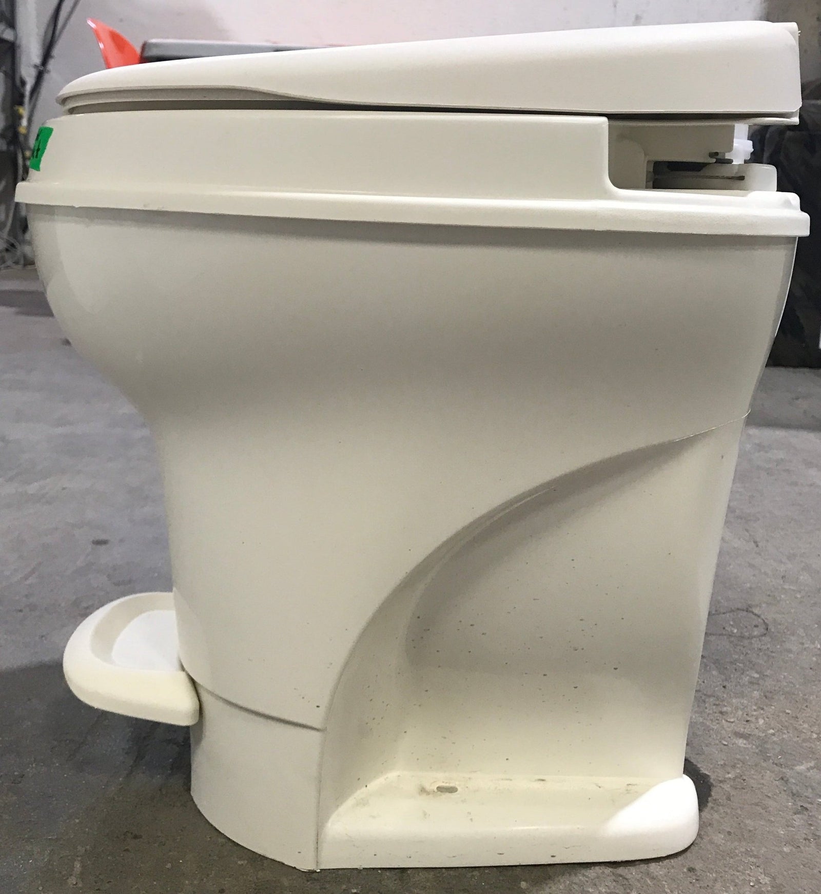 Used Complete Thetford Toilet , High Profile, Foot Flush, Parchment - Aqua - Magic V , 31653 - Young Farts RV Parts