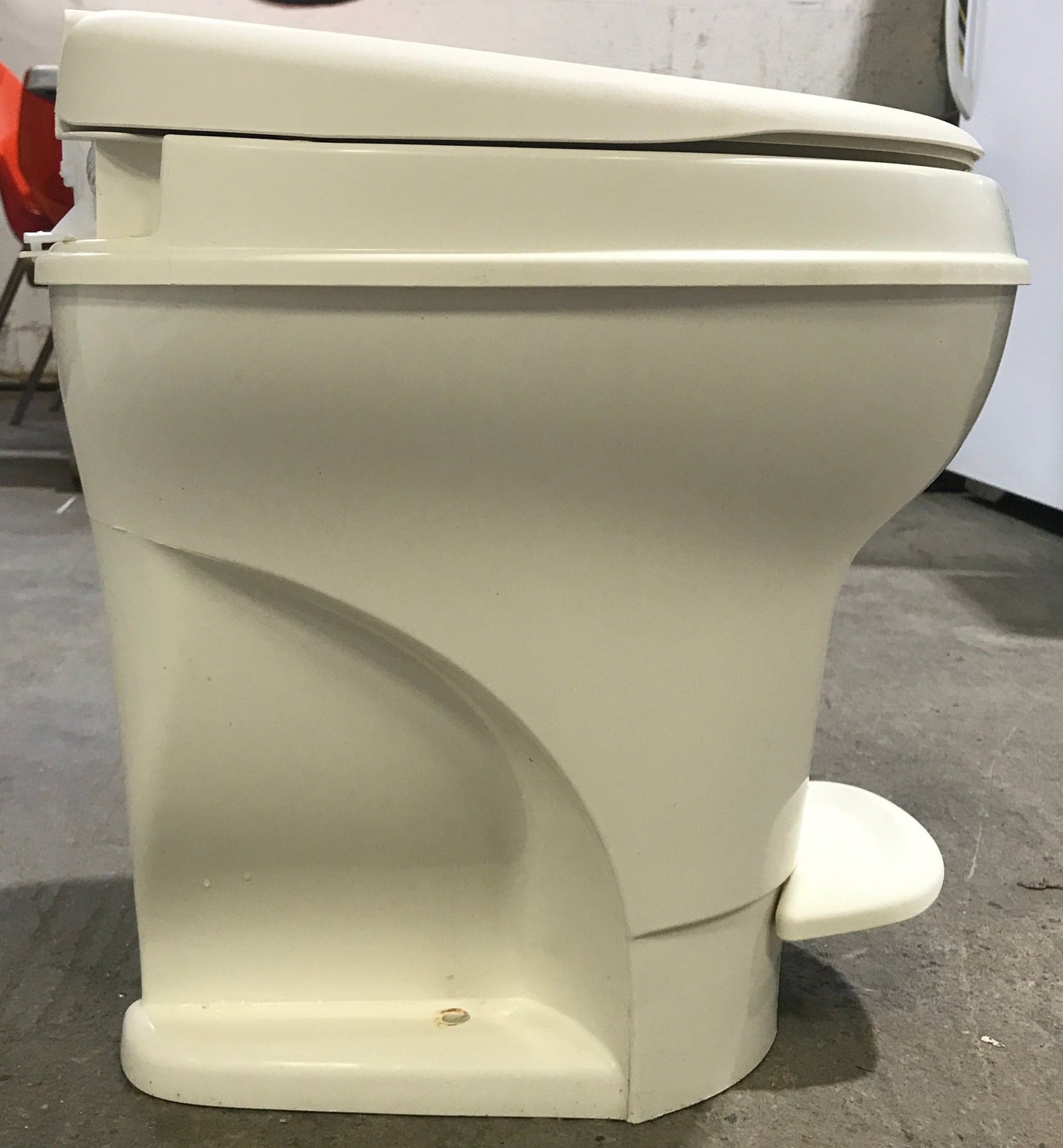 Used Complete Thetford Toilet , High Profile, Foot Flush, Parchment - Aqua - Magic V , 31653 - Young Farts RV Parts