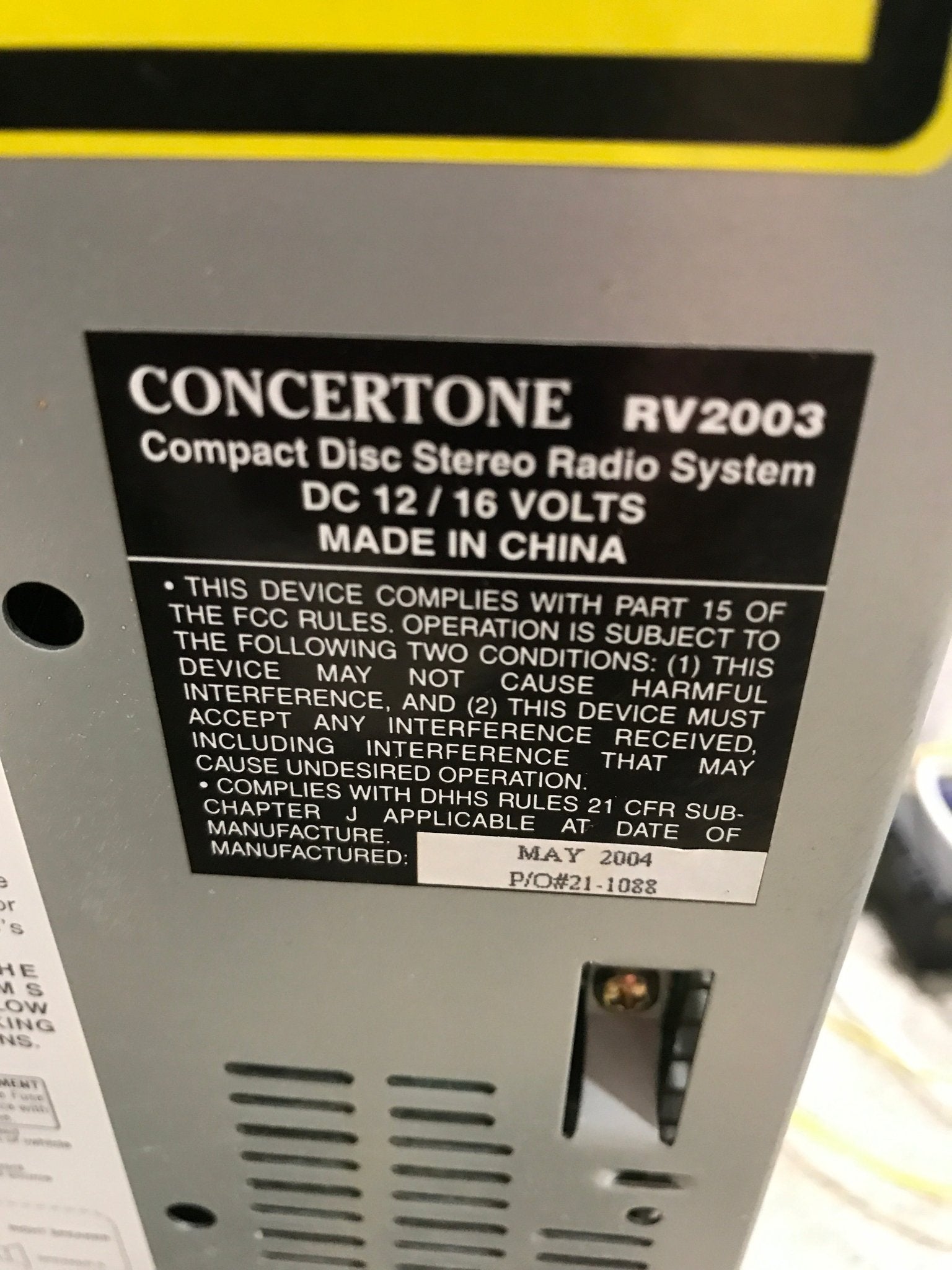 Used Concertone RV Radio RV - 2003 LNC - Young Farts RV Parts
