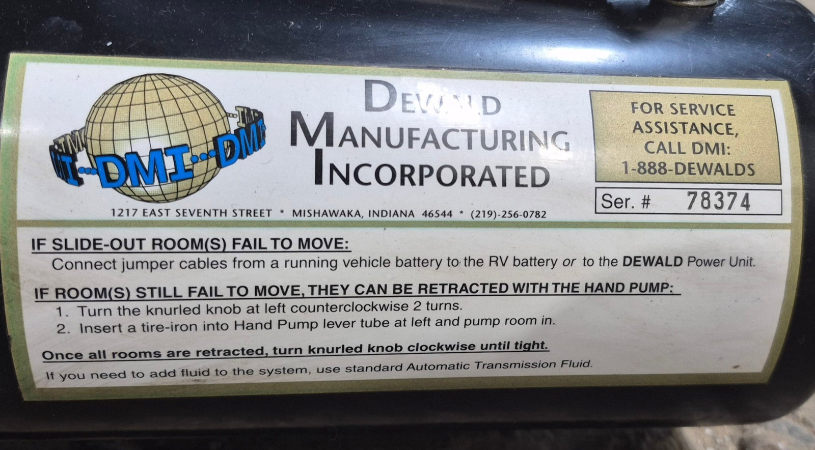 Used Dewald RV Slide Out Hydraulic Pump/Motor/Tank Assembly - Young Farts RV Parts