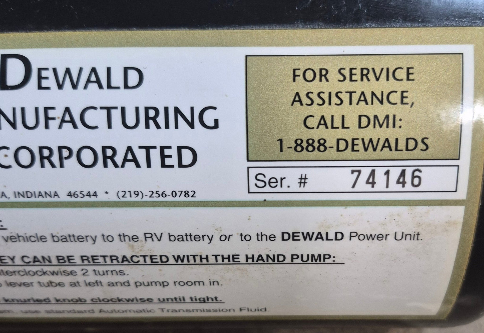 Used Dewald RV Slide Out Motor - Young Farts RV Parts