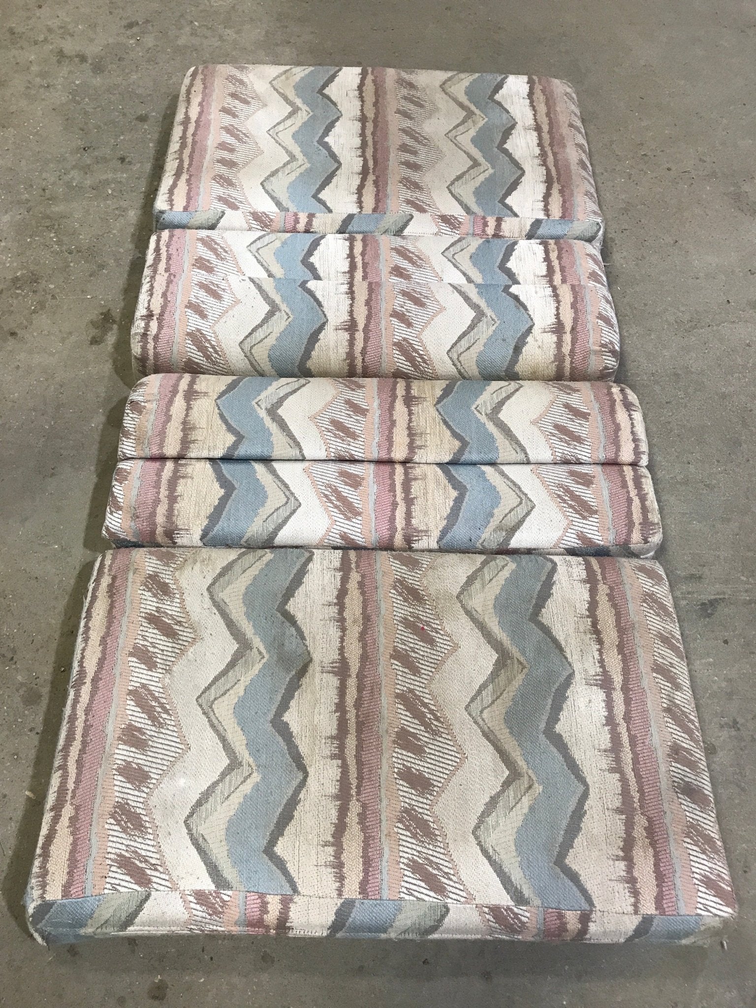 Used Dinette Cushion Set - 4 piece: 2 @ 38" X 22" X 4" D, 2 @ 38" X 14" X 4" D - Young Farts RV Parts
